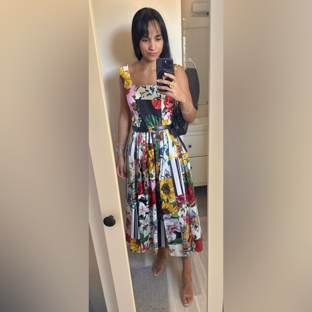 NWT Dolce Gabbana Patchwork Midi Dress ITA 42